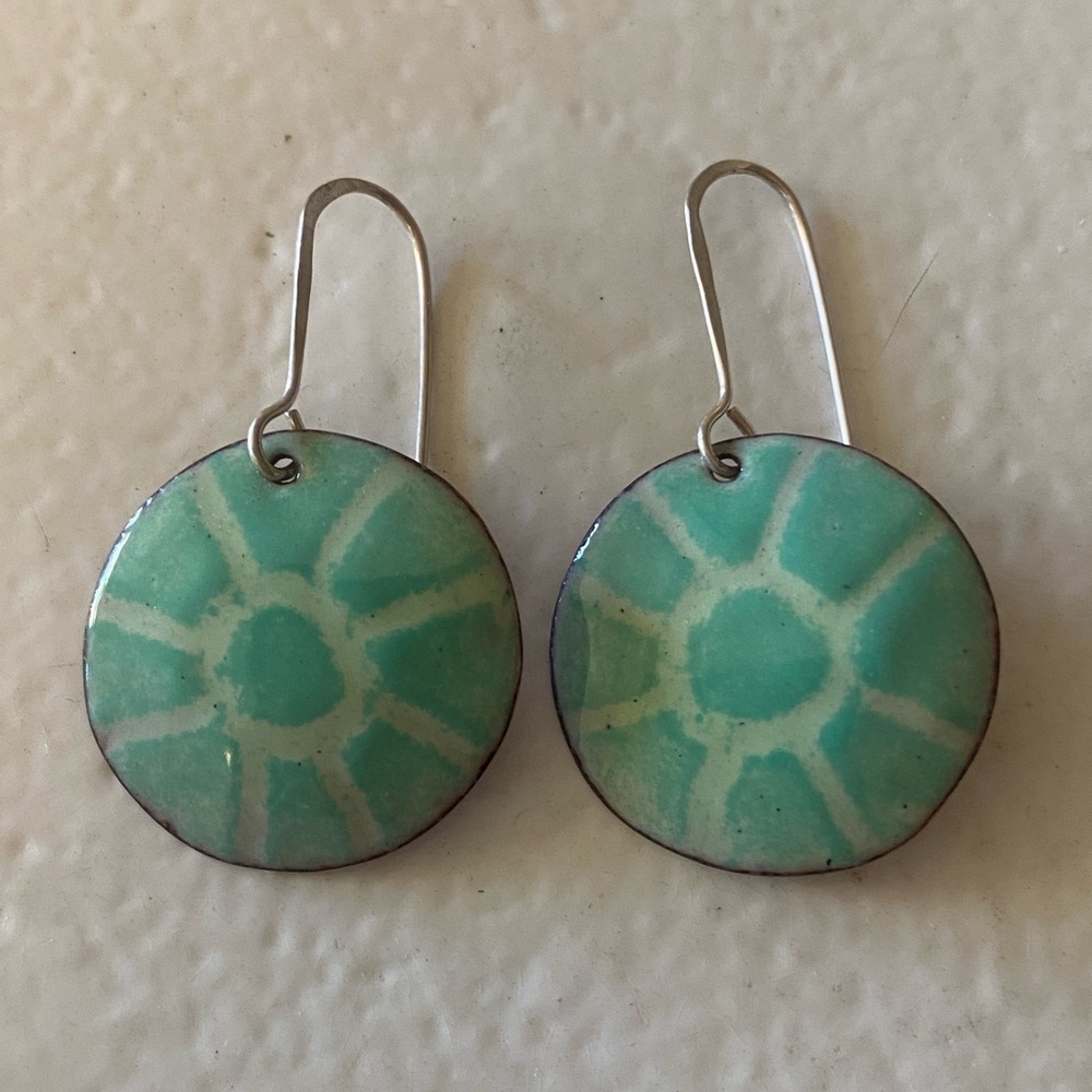 Handmade Enameled & Copper Earrings